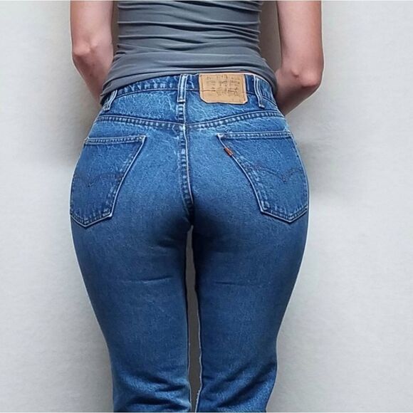 VINTAGE 80s Levi's 505 Orange Tab Wedgie Mom Jeans - Picture 5 of 15